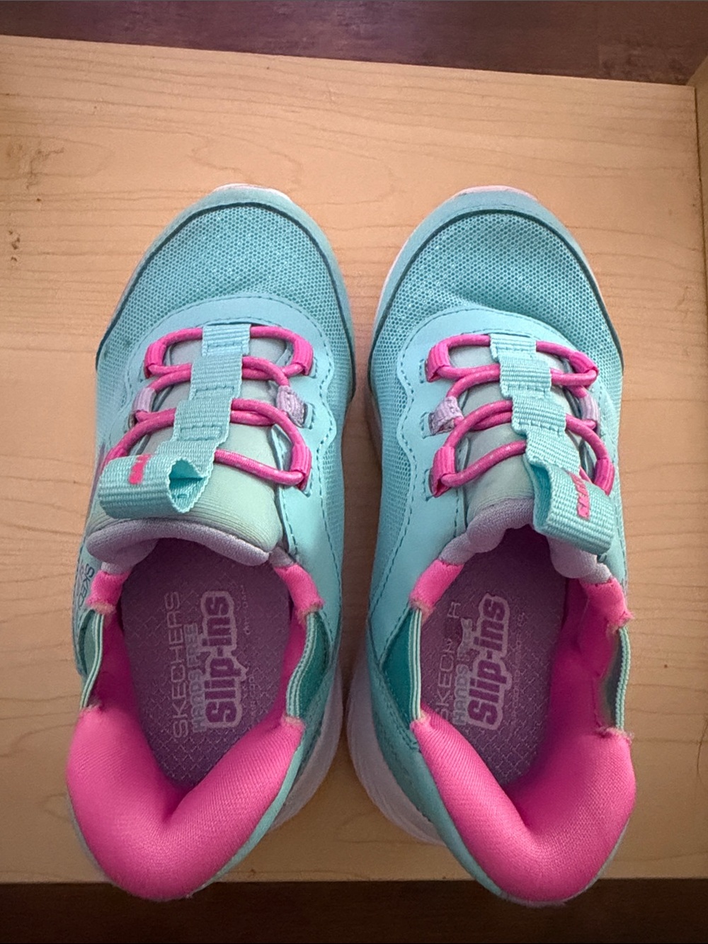 Skechers Kids Aqua and Pink Slip-On Sneakers